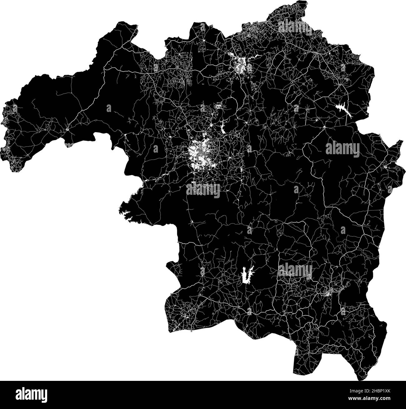 Kaduna, Nigeria, mappa vettoriale ad alta risoluzione con confini della città e percorsi modificabili. La mappa della città è stata disegnata con aree bianche e linee per le strade principali Illustrazione Vettoriale