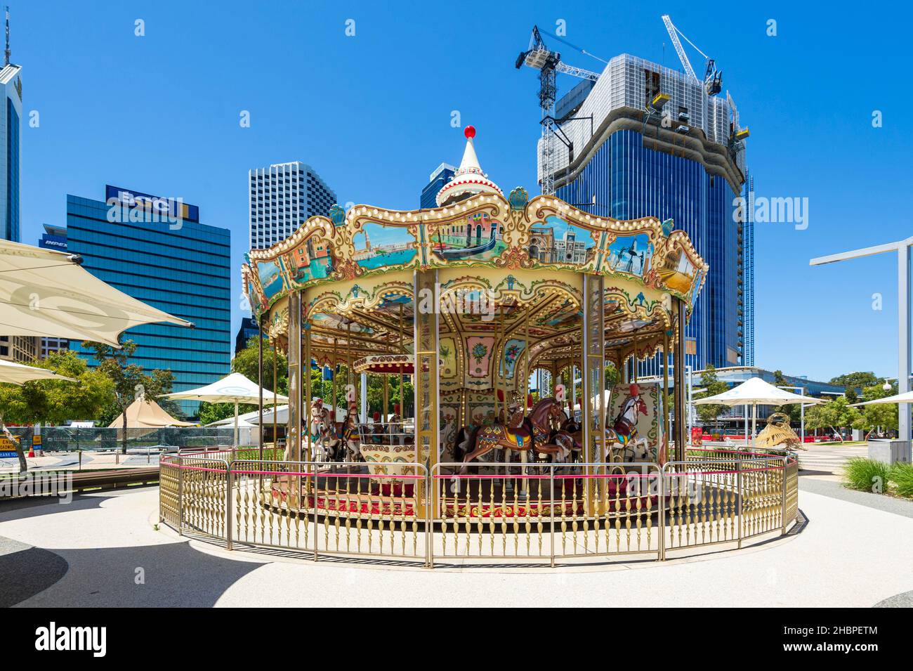 Giostra veneziana a Elizabeth Quay, Perth, Australia Occidentale, WA, Australia Foto Stock