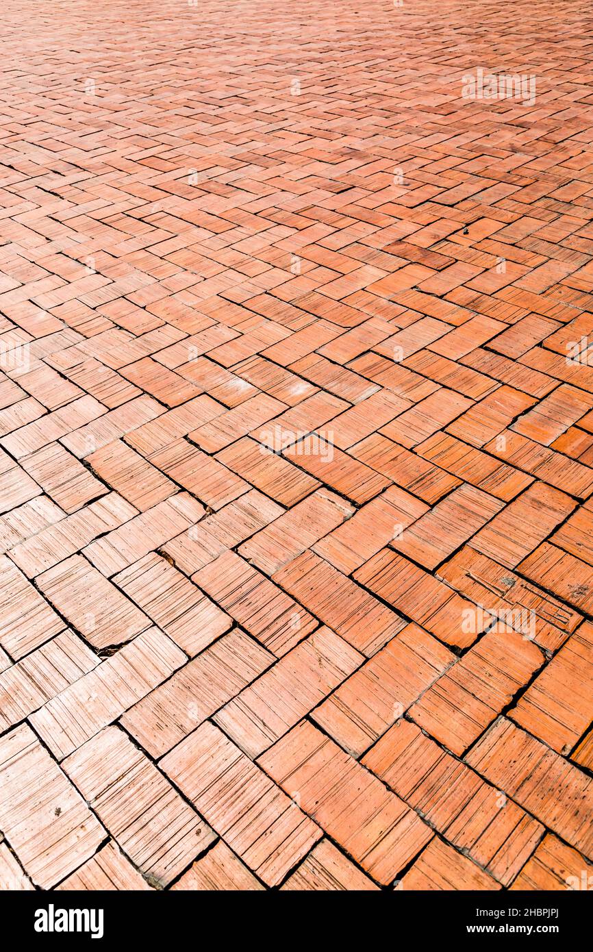 Pavimento in pietra di mattoni rossi Foto Stock