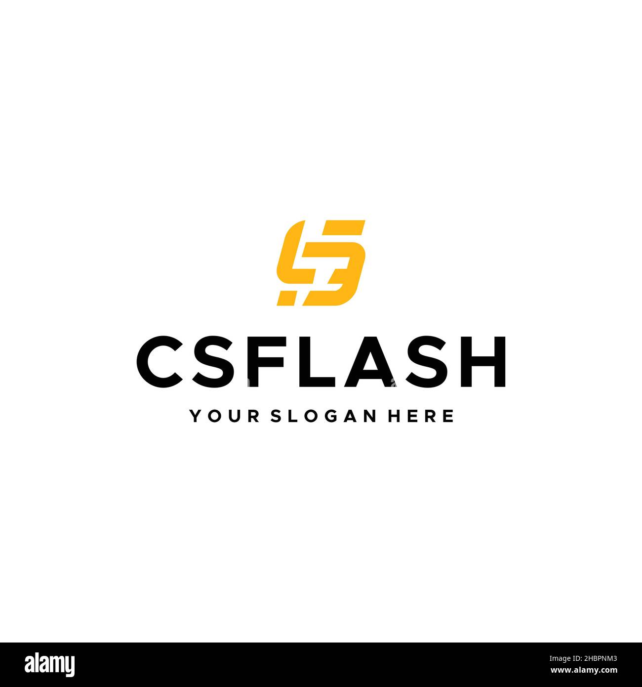 design del logo originale CS CSFLASH con lettera piatta Illustrazione Vettoriale