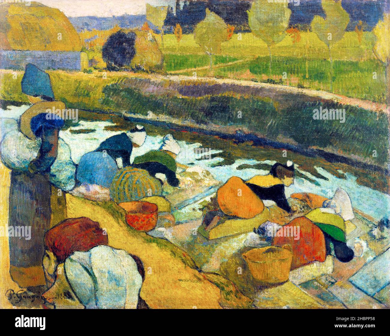 Washerwomen (1888) famoso dipinto di Paul Gauguin. Foto Stock