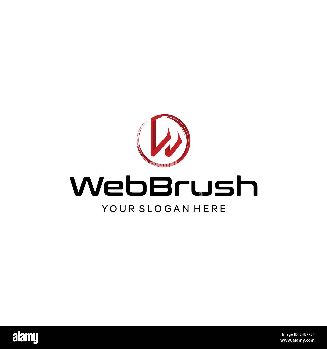 Design moderno del logo W Web Brush con lettera iniziale Illustrazione Vettoriale