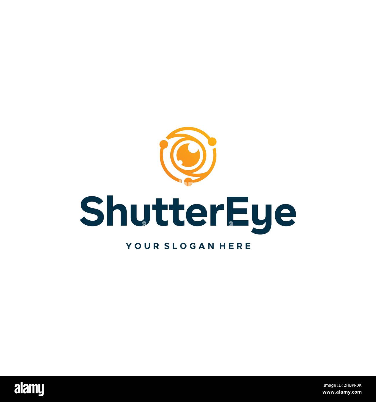 Design minimalista con logo della fotocamera con obiettivo ShutterEye Illustrazione Vettoriale