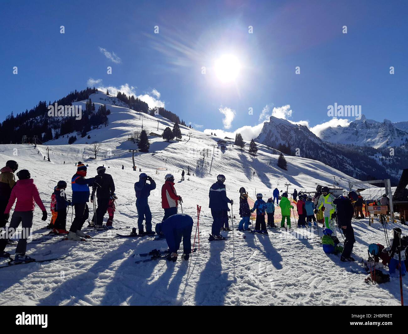 Skigebiet Grimmialp Foto Stock