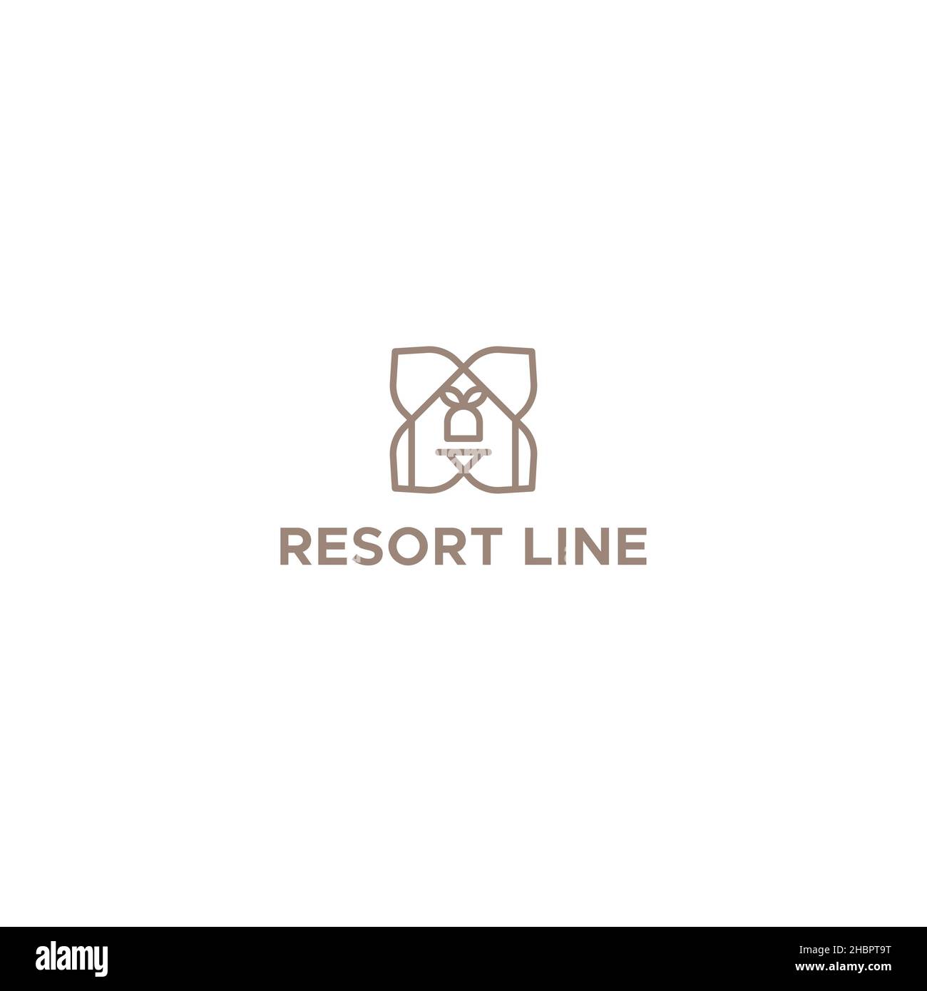 Design minimalista design della casa Resort Line logo design Illustrazione Vettoriale