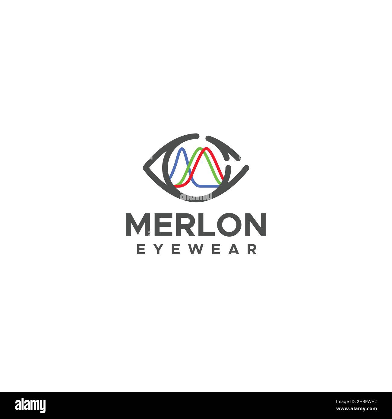 Design piatto minimalista con logo Merlon Eye Wear Illustrazione Vettoriale
