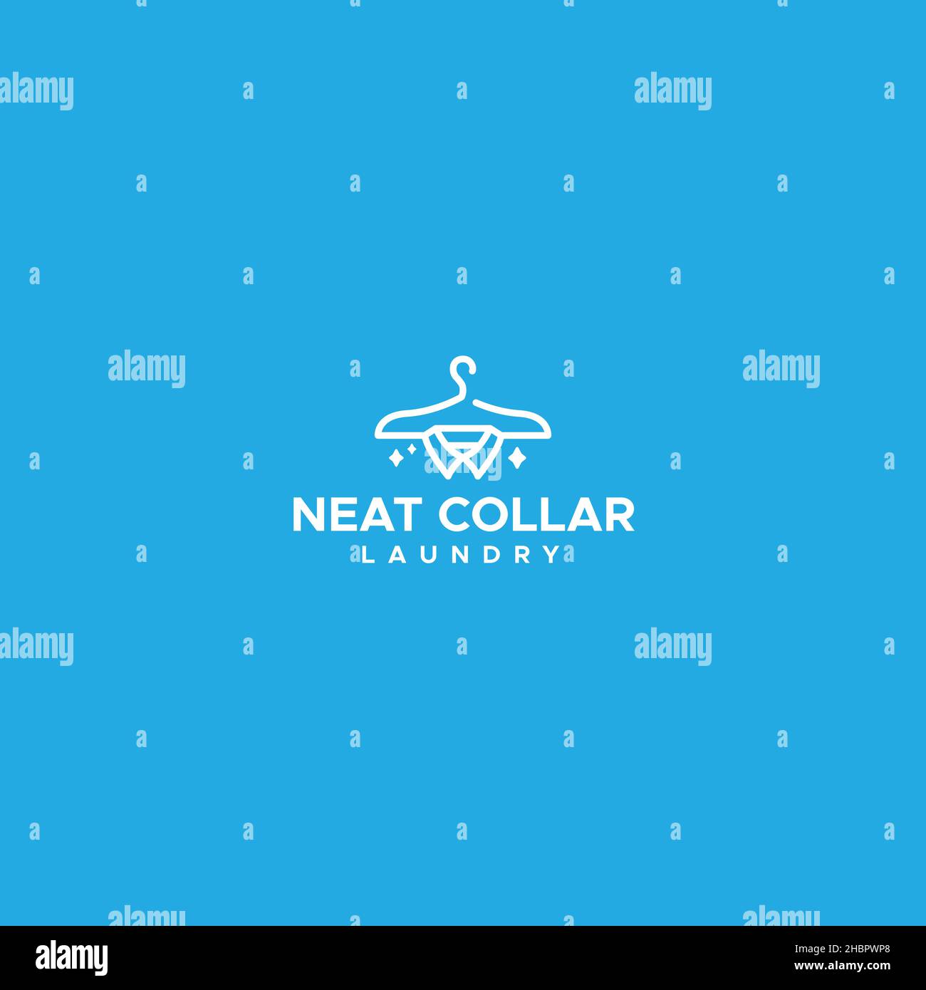 Minimal semplice colletto in rete disegno con logo per lavanderia Illustrazione Vettoriale