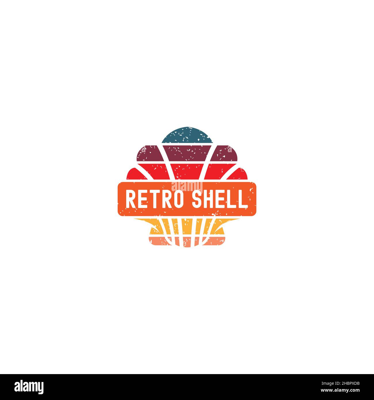 Design moderno retro Shell shopping logo design Illustrazione Vettoriale