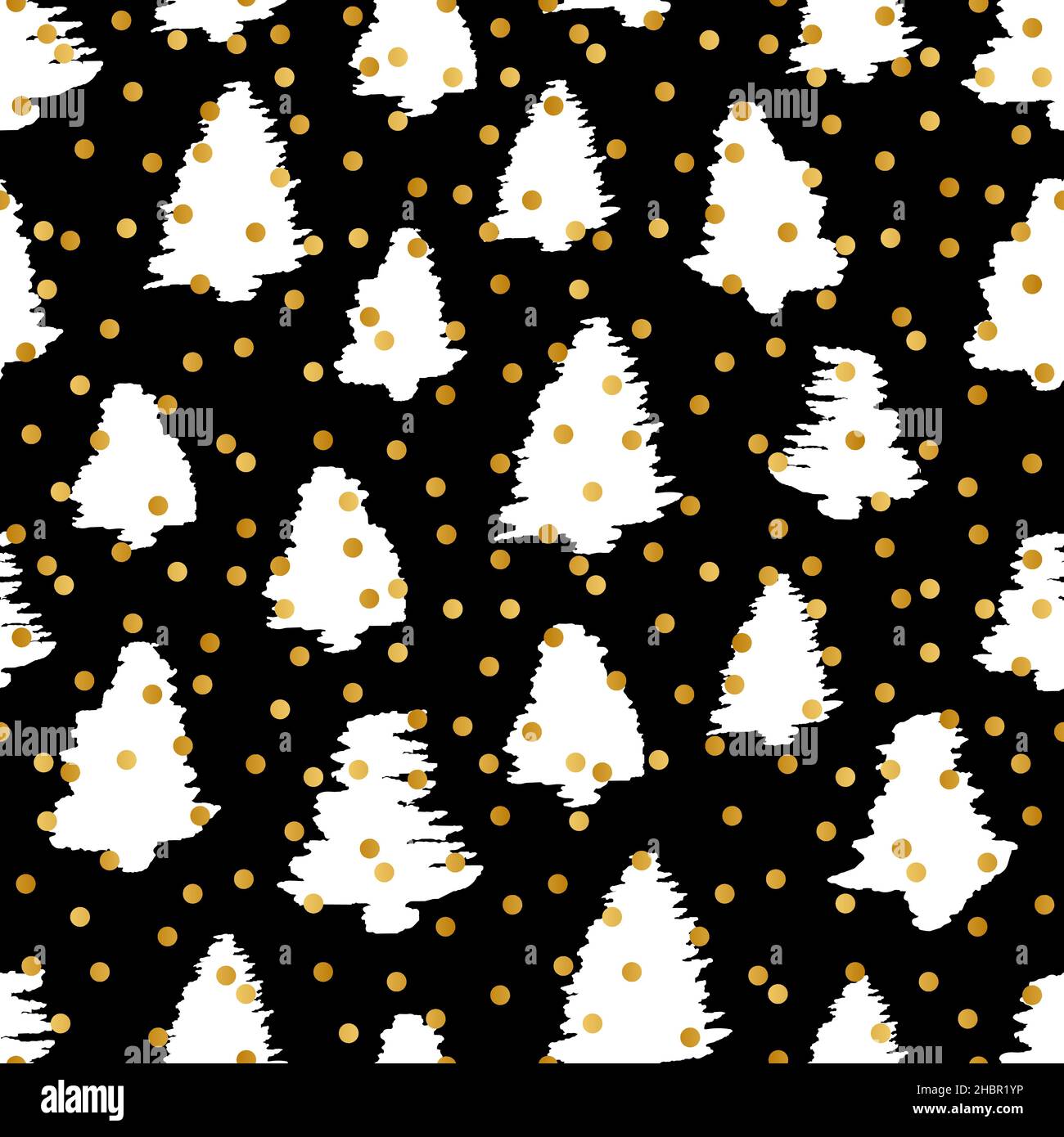 Elegante albero di Natale Endless Pattern Design su sfondo nero Illustrazione Vettoriale