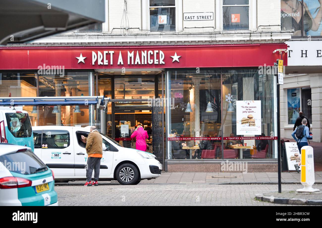 A Pret A Manger cafe in East Street Brighton, Inghilterra Regno Unito Foto Stock