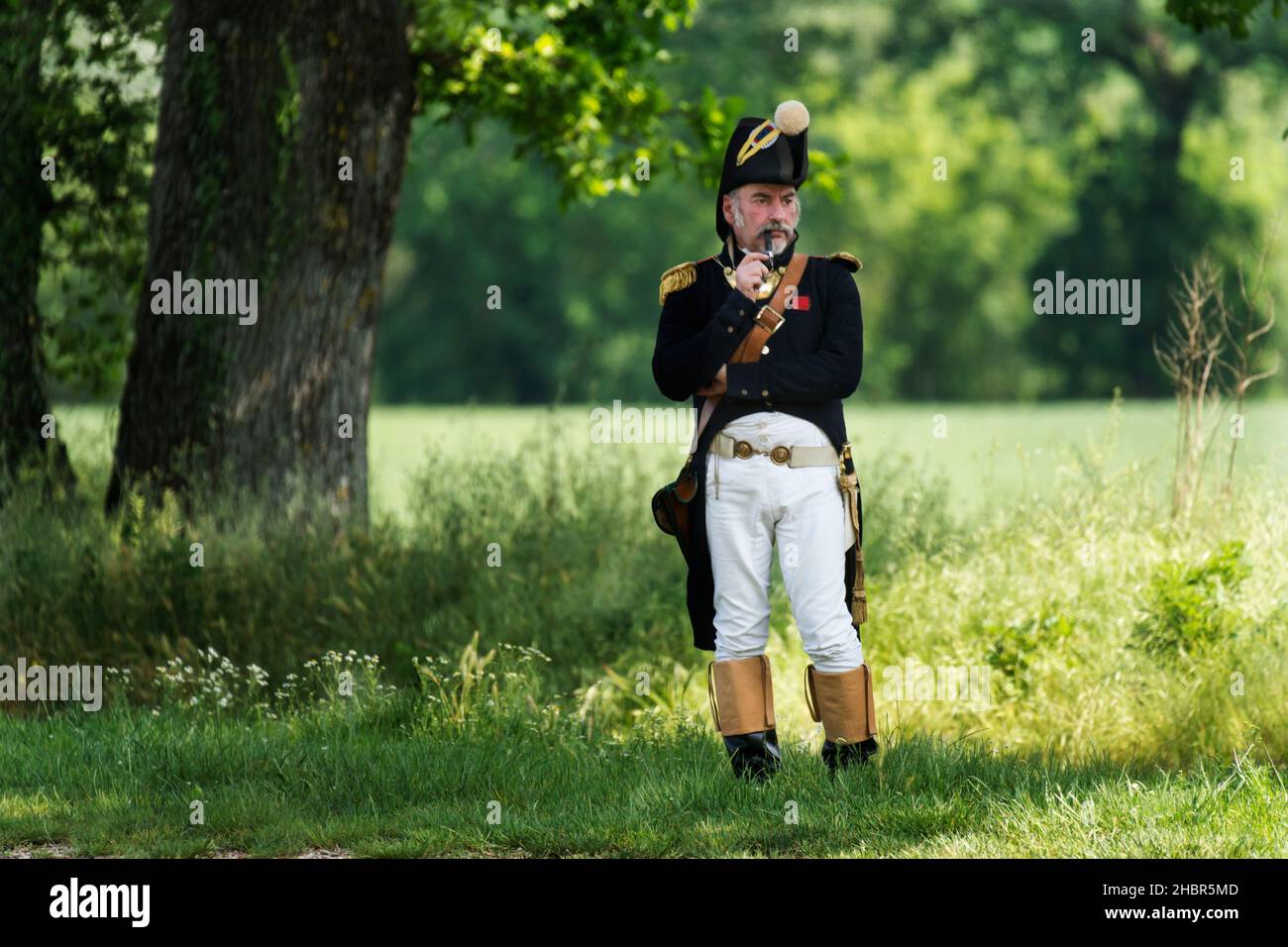 Rievocazione storica della battaglia di Tolentino combattuta dal re di Napoli, Gioacchino Murat contro gli Austriaci, Tolentino, Marche, Italia, Euro Foto Stock