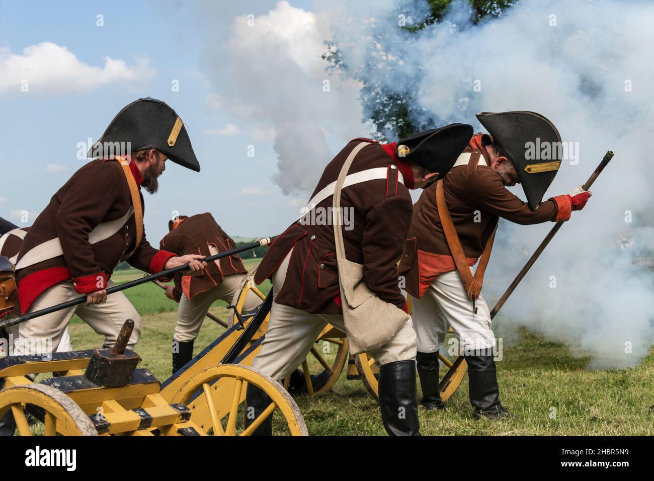 Rievocazione storica della battaglia di Tolentino combattuta dal re di Napoli, Gioacchino Murat contro gli Austriaci, Tolentino, Marche, Italia, Euro Foto Stock