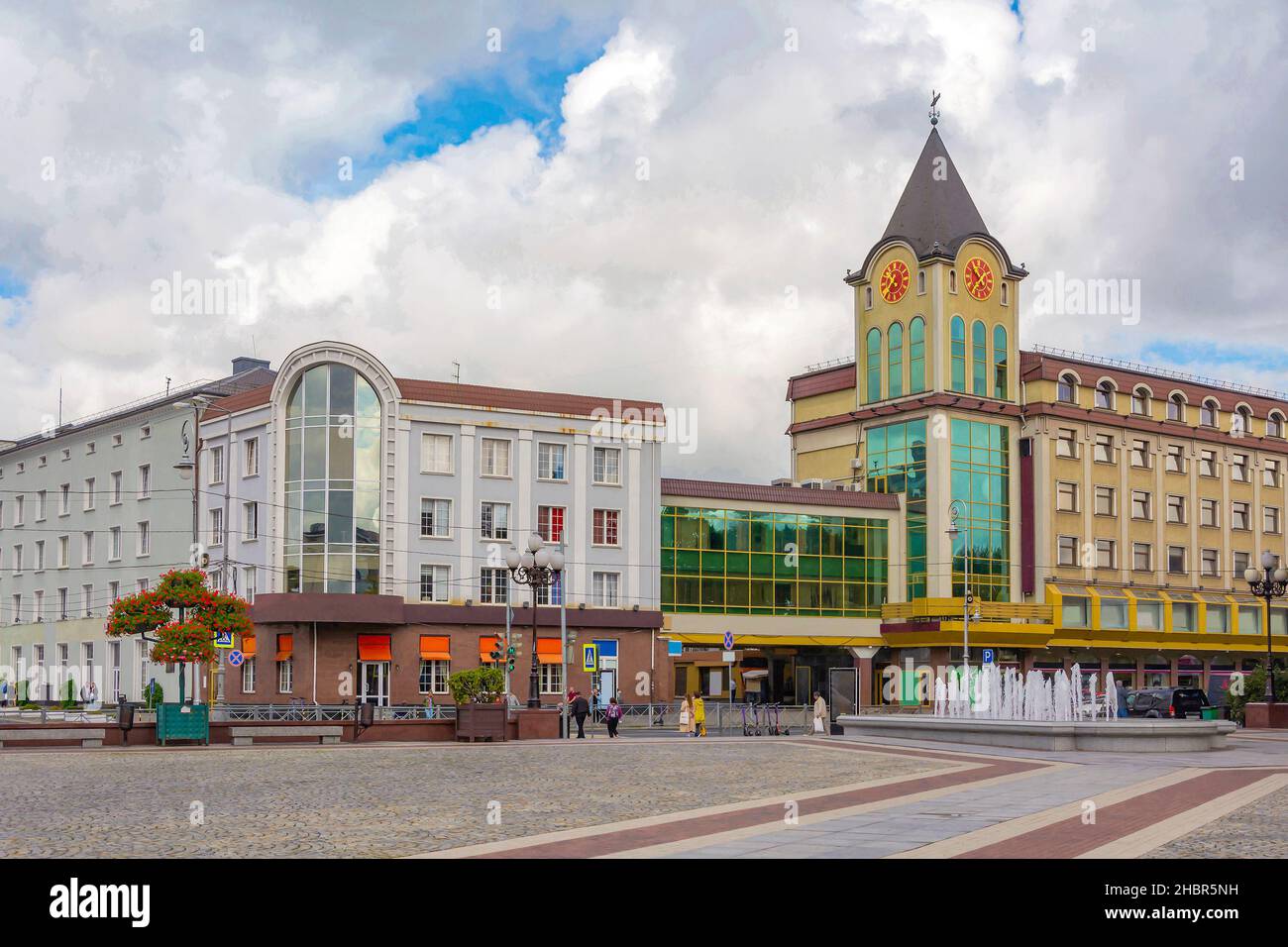 Kaliningrad , vista su Piazza della Vittoria nella parte centrale della città, regione di Kaliningrad Foto Stock