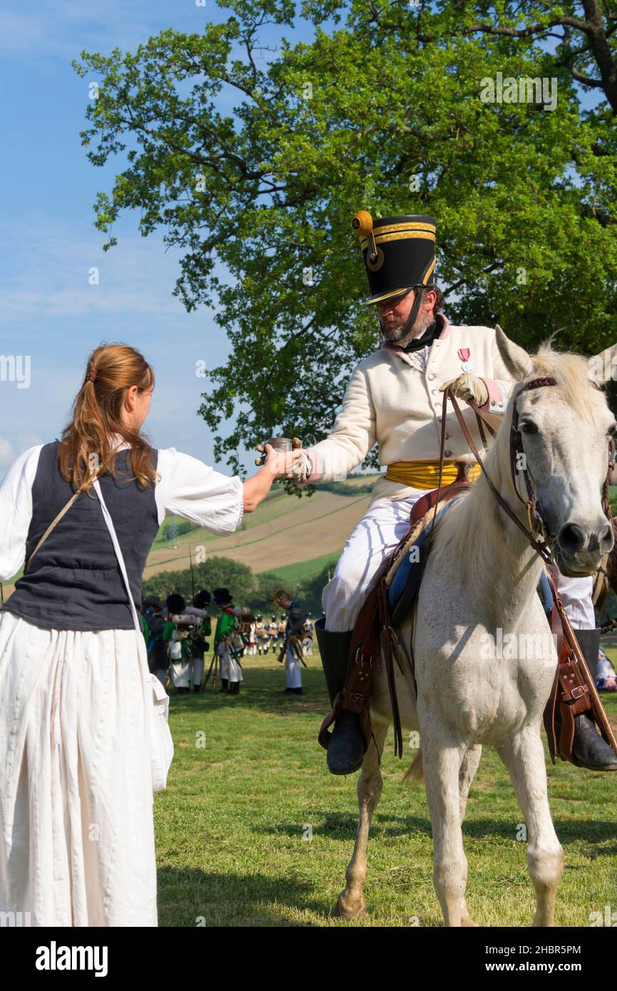 Rievocazione storica della battaglia di Tolentino combattuta dal re di Napoli, Gioacchino Murat contro gli Austriaci, Tolentino, Marche, Italia, Euro Foto Stock