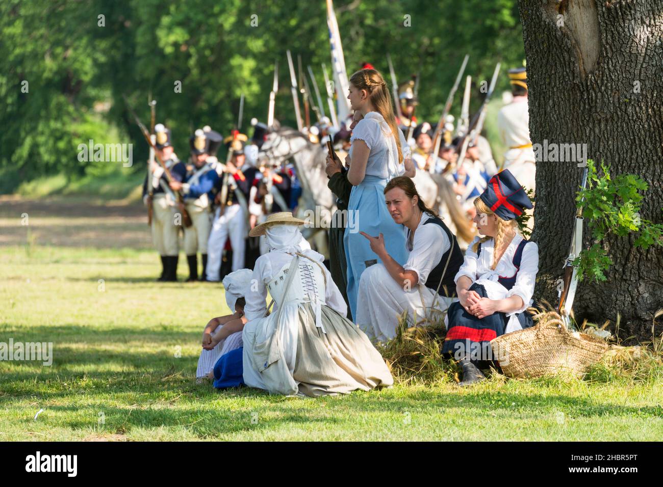 Rievocazione storica della battaglia di Tolentino combattuta dal re di Napoli, Gioacchino Murat contro gli Austriaci, Tolentino, Marche, Italia, Euro Foto Stock