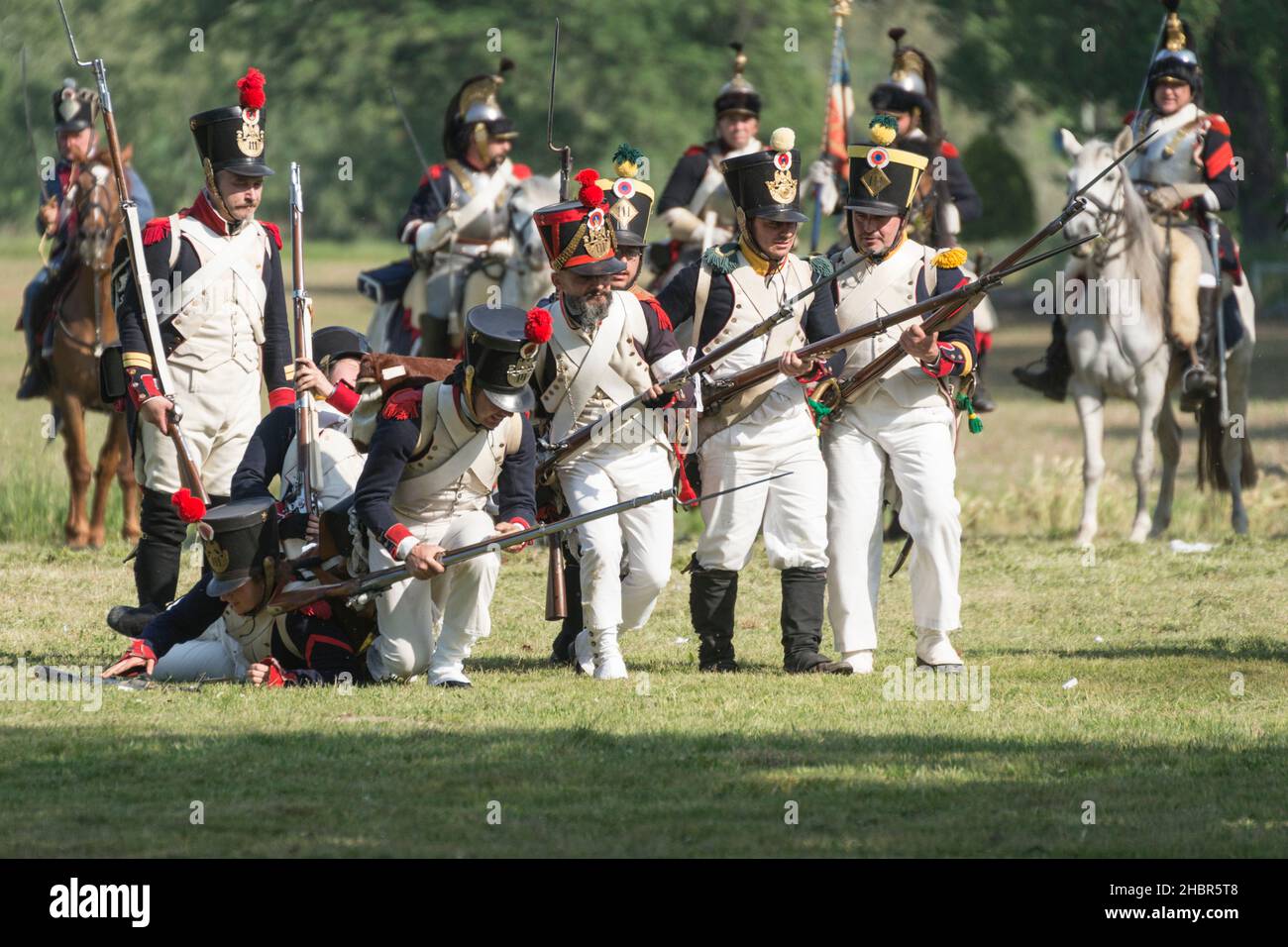Rievocazione storica della battaglia di Tolentino combattuta dal re di Napoli, Gioacchino Murat contro gli Austriaci, Tolentino, Marche, Italia, Euro Foto Stock