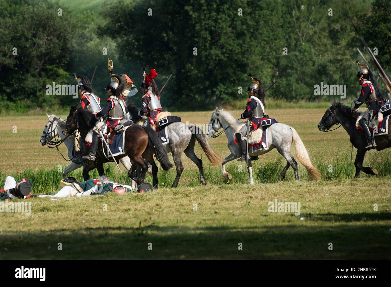 Rievocazione storica della battaglia di Tolentino combattuta dal re di Napoli, Gioacchino Murat contro gli Austriaci, Tolentino, Marche, Italia, Euro Foto Stock