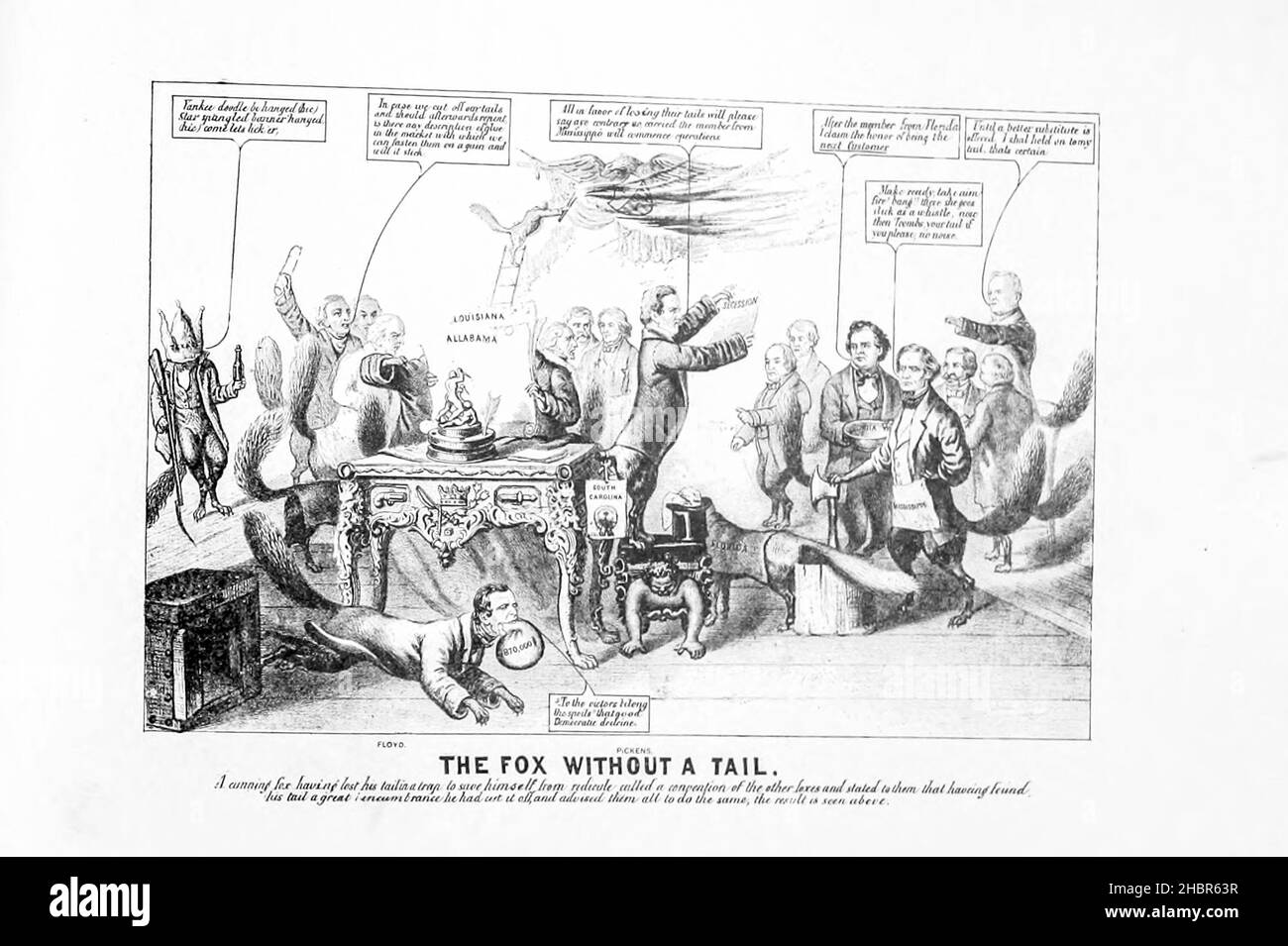 The Fox without a tail from a collection of caricatures belasting to the Civil War Published in 1892 on Heavy Plate Paper Foto Stock