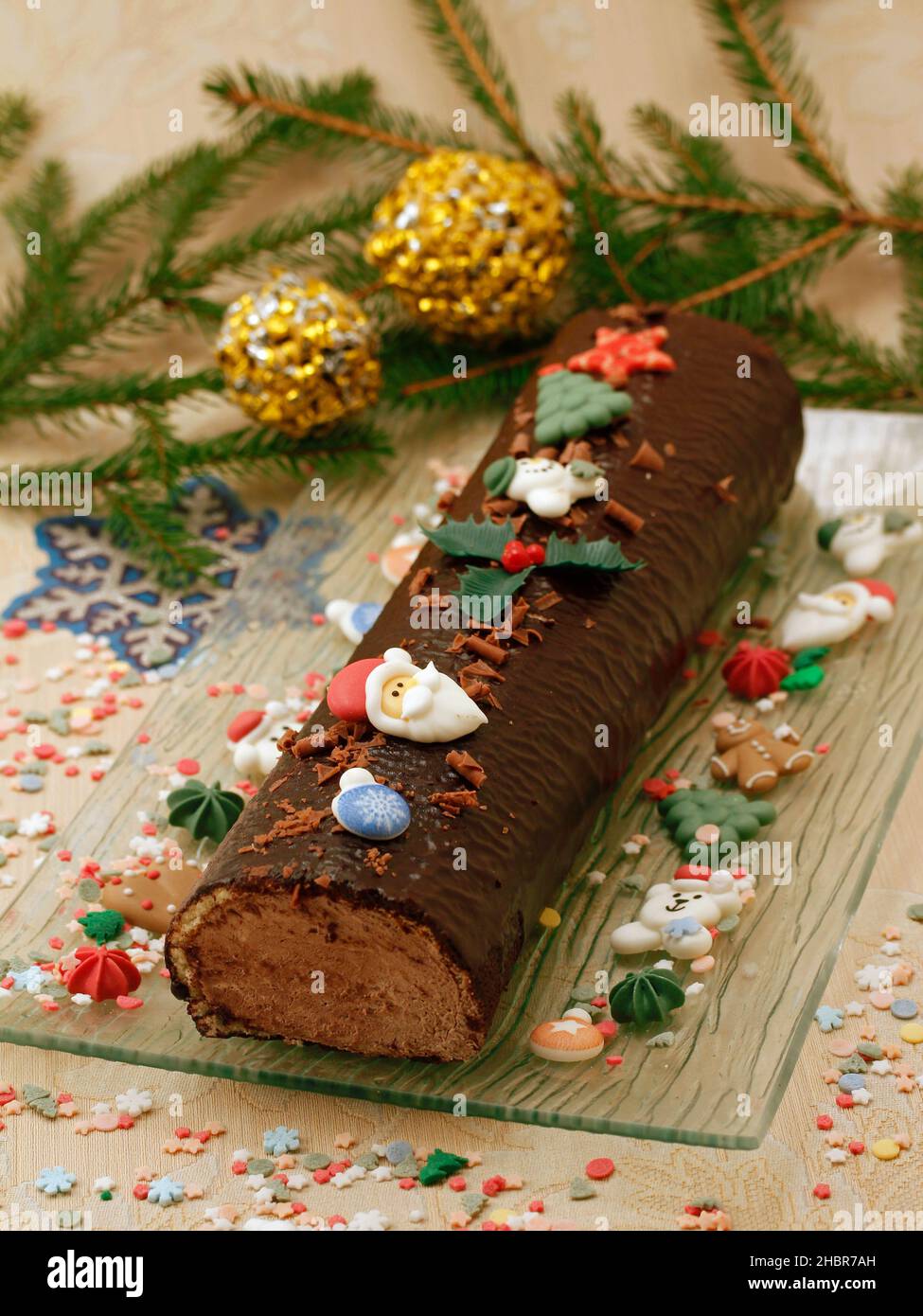 Tronco di Natale. Buche Noel. Foto Stock