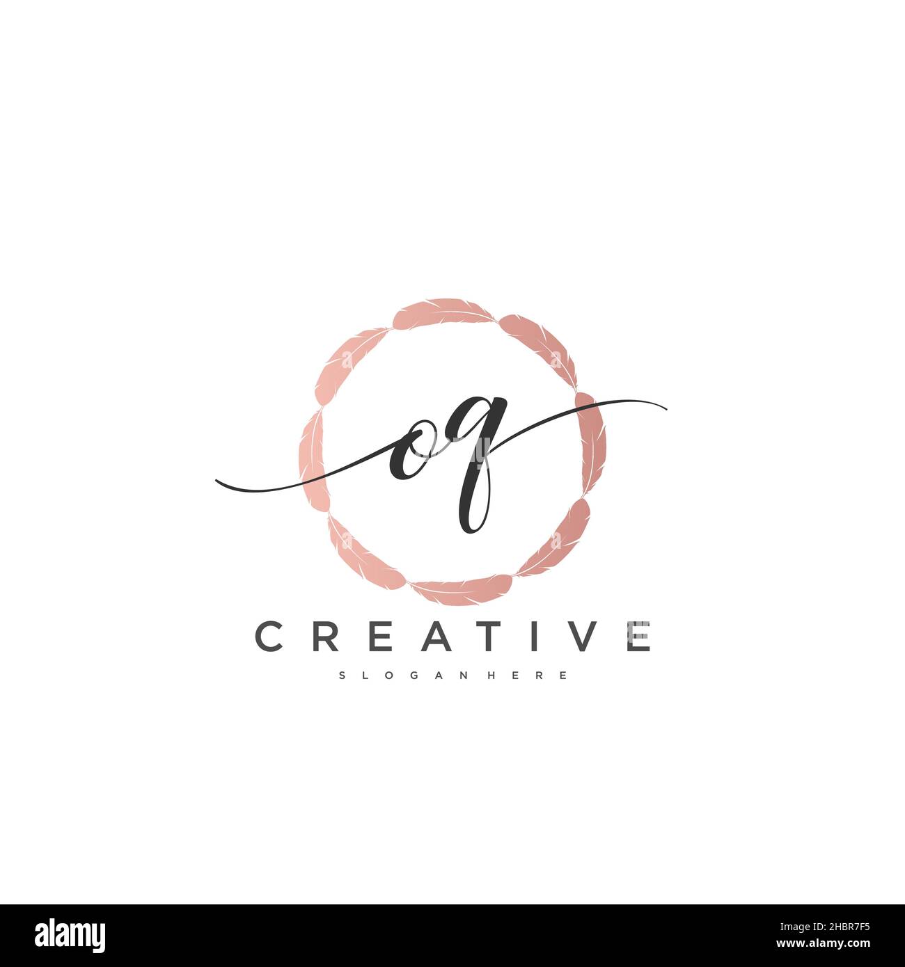 OQ calligrafia iniziale minimalista modello di logo geometrico arte vettoriale, Logo per la bellezza d'affari, la moda, e altre arti Illustrazione Vettoriale