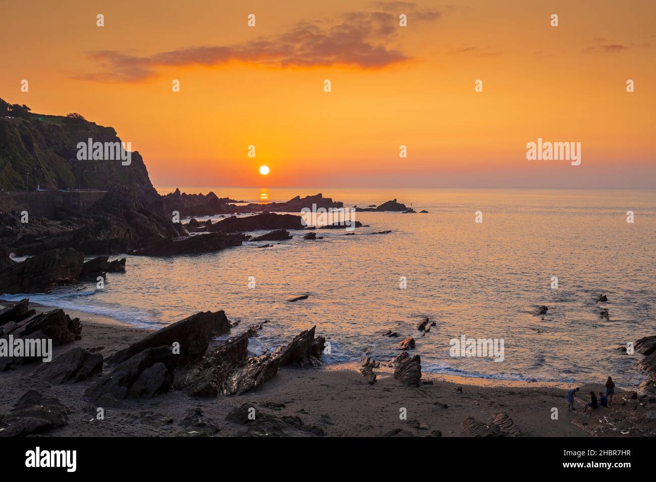 Tramonto a Wildersmouth Beach Ilfracombe Devon Inghilterra GB Europa Foto Stock
