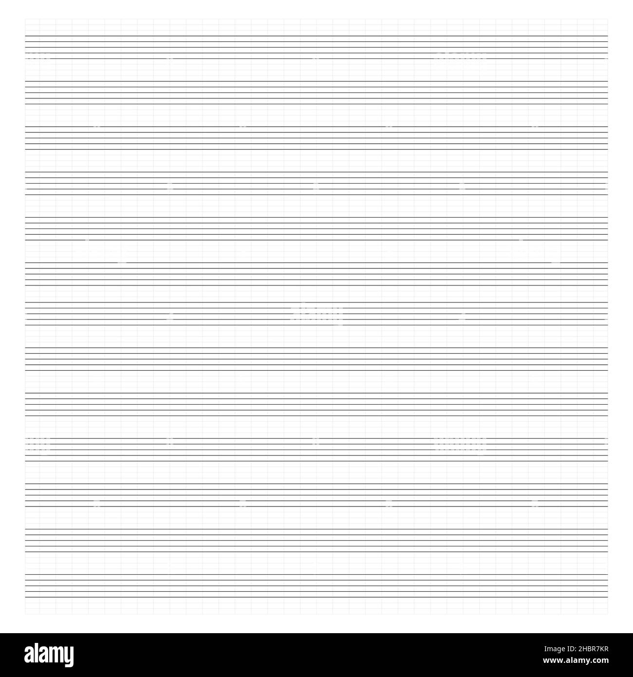 Carta per grafici. Carta a griglia stampabile con doghe su sfondo bianco. Un foglio di musica vuoto con il personale. Modello geometrico per composizione, educazione Illustrazione Vettoriale