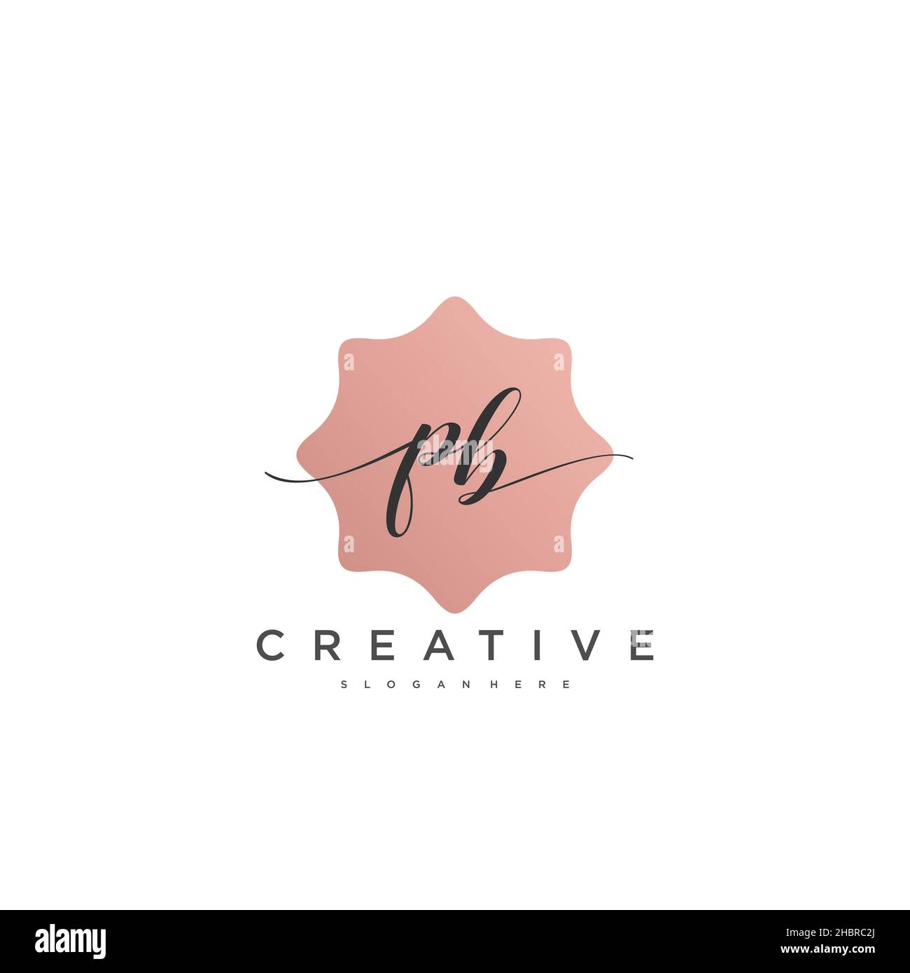 PB calligrafia iniziale minimalista modello di logo geometrico arte vettoriale, Logo per la bellezza d'affari, la moda, e altre opere d'arte Illustrazione Vettoriale