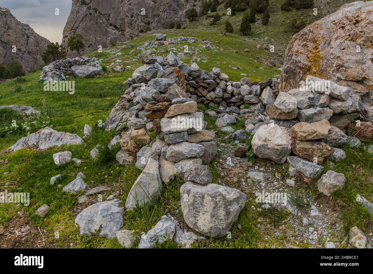 Rifugio di pastori sulle montagne di Fann, in Tagikistan Foto Stock