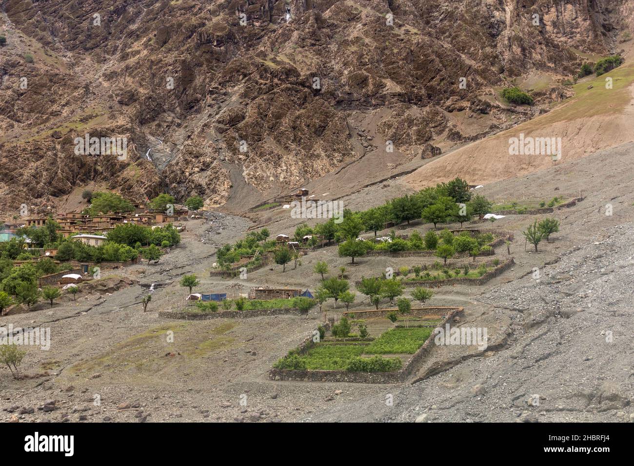 Piccolo villaggio nella provincia di Badakhshan dell'Afghanistan Foto Stock