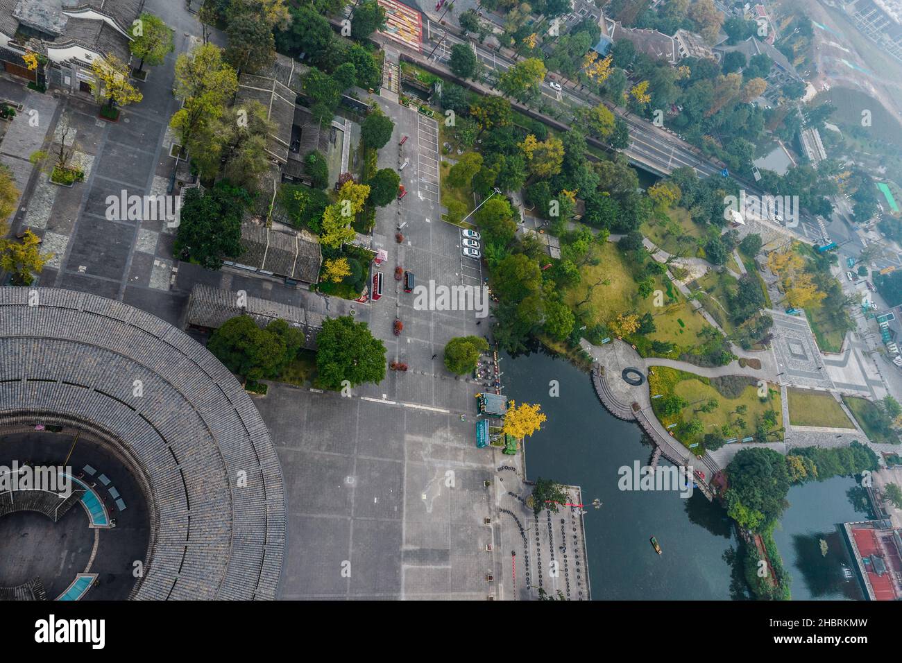 Fotografia aerea del moderno edificio skyline vista notturna di Chengdu, Cina. Foto Stock