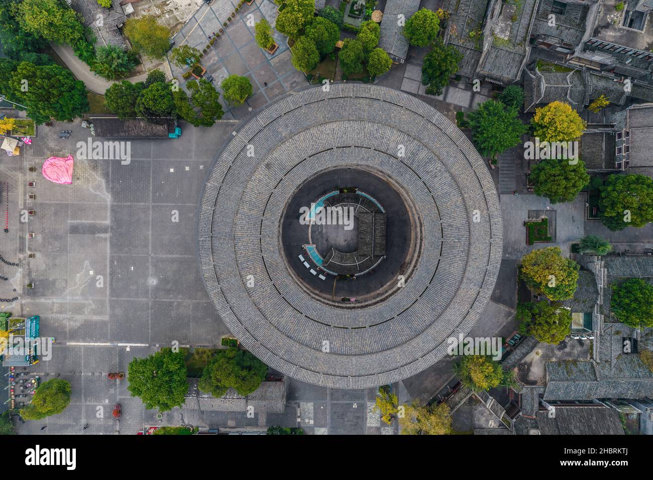 Fotografia aerea del moderno edificio skyline vista notturna di Chengdu, Cina. Foto Stock