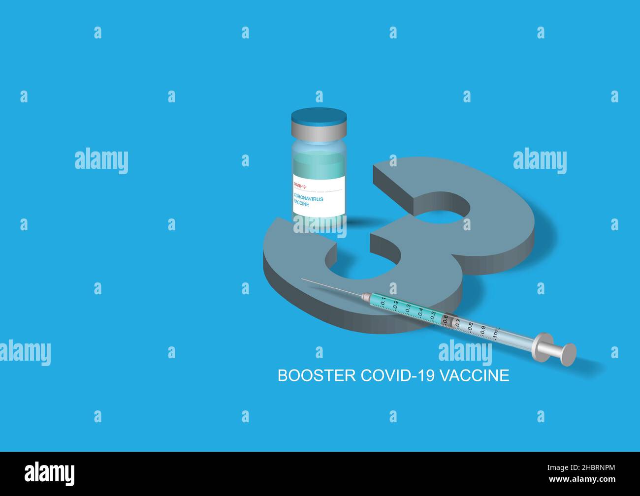 Dose di richiamo del vaccino covid-19 per un'elevata immunità contro la variante di covid-19 omicron. Illustrazione Vettoriale