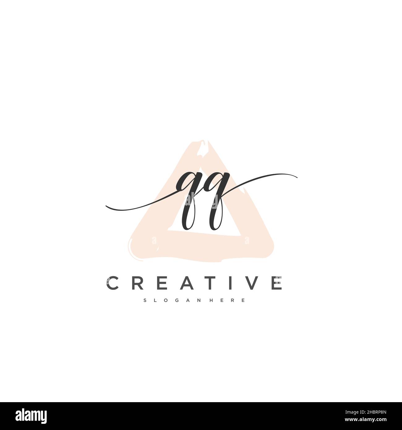 QQ iniziale calligrafia minimalista modello di logo geometrico arte vettoriale, Logo per la bellezza del business, la moda e altre arti Illustrazione Vettoriale