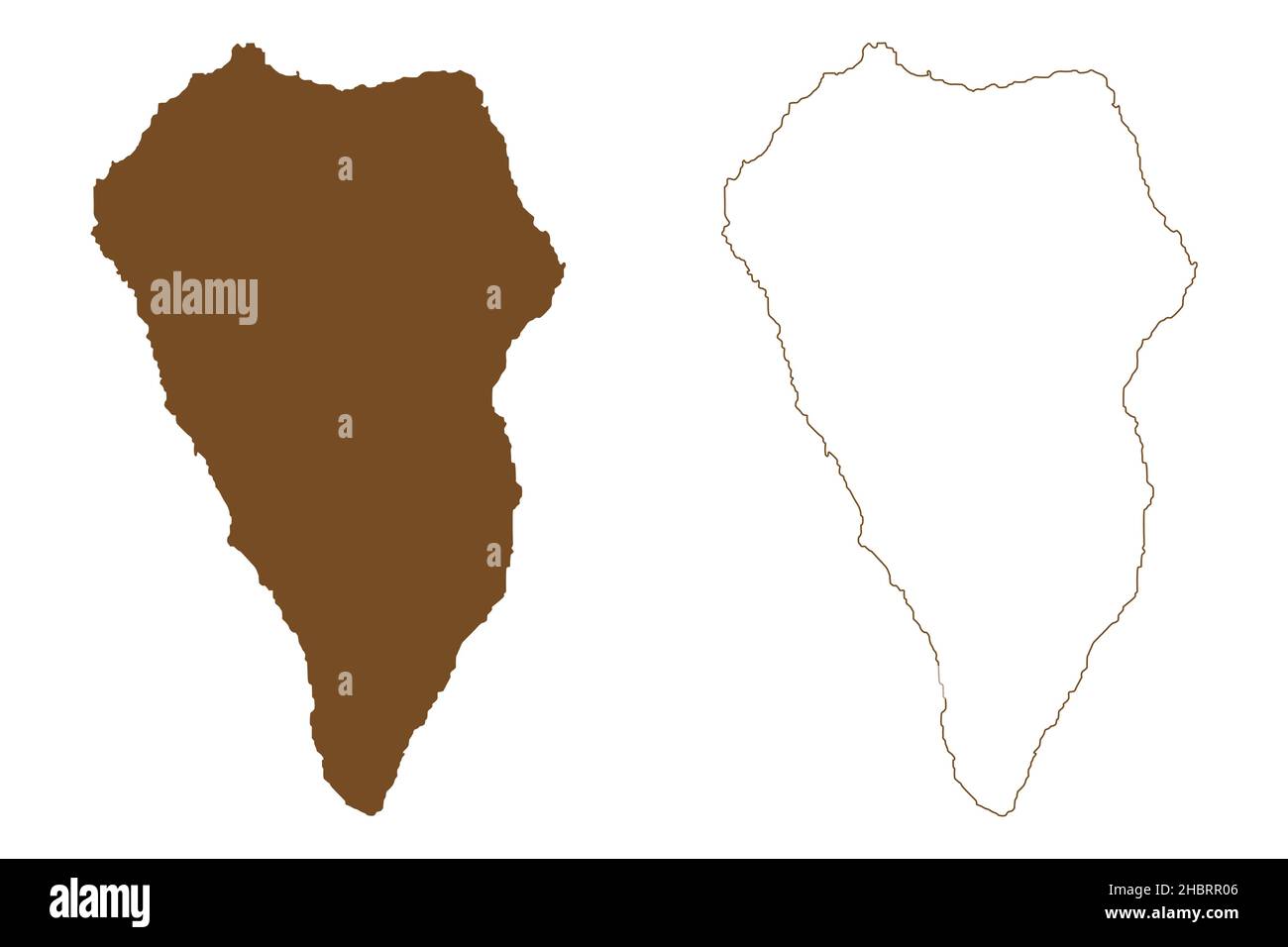 Isola di la Palma (arcipelago delle Isole Canarie, Regno di Spagna) illustrazione vettoriale mappa, schizzo di scricchiolo San Miguel de la Palma mappa Illustrazione Vettoriale