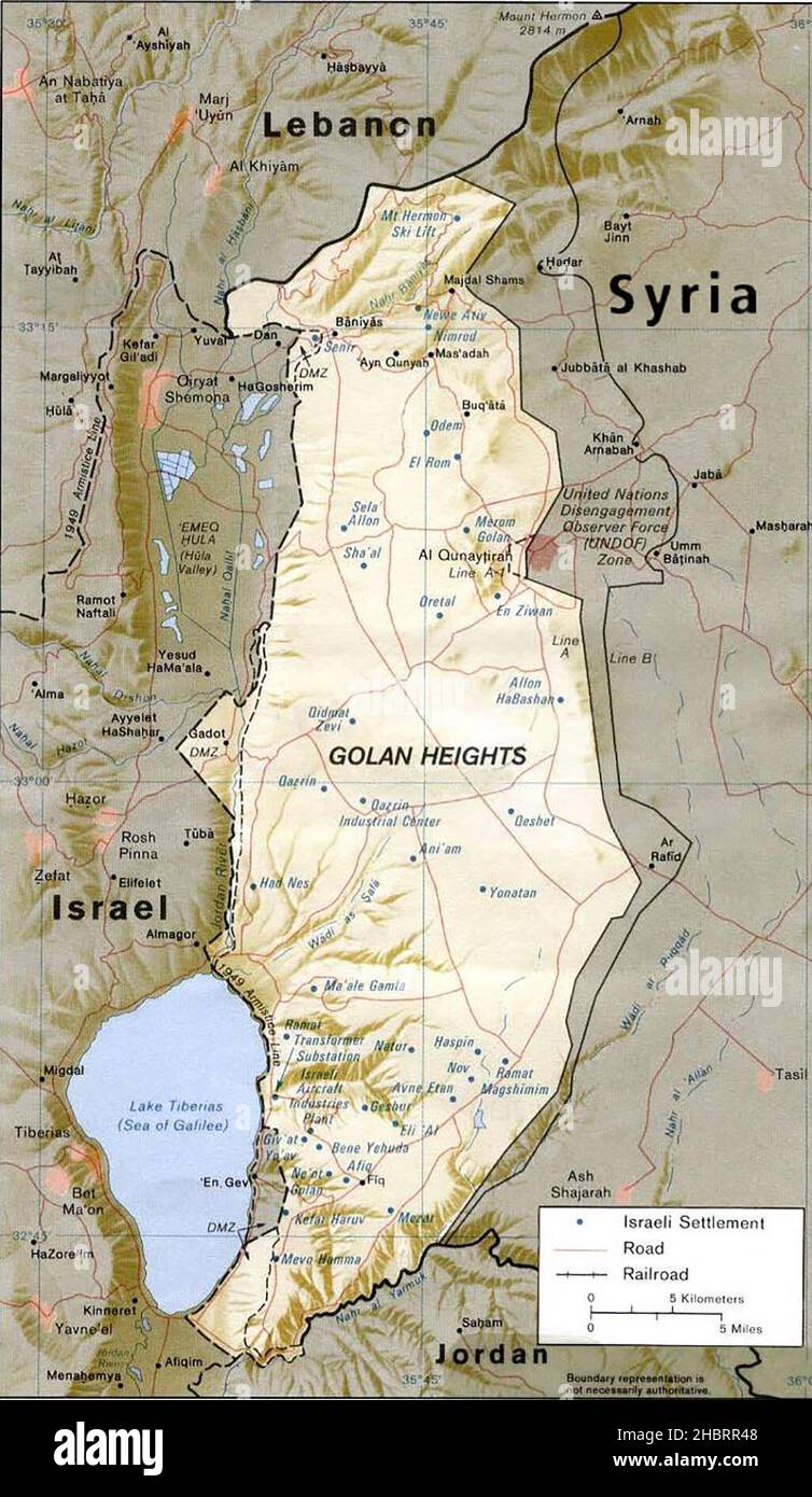 Mappa di Golan Heights ca. 27 agosto 2013 Foto Stock