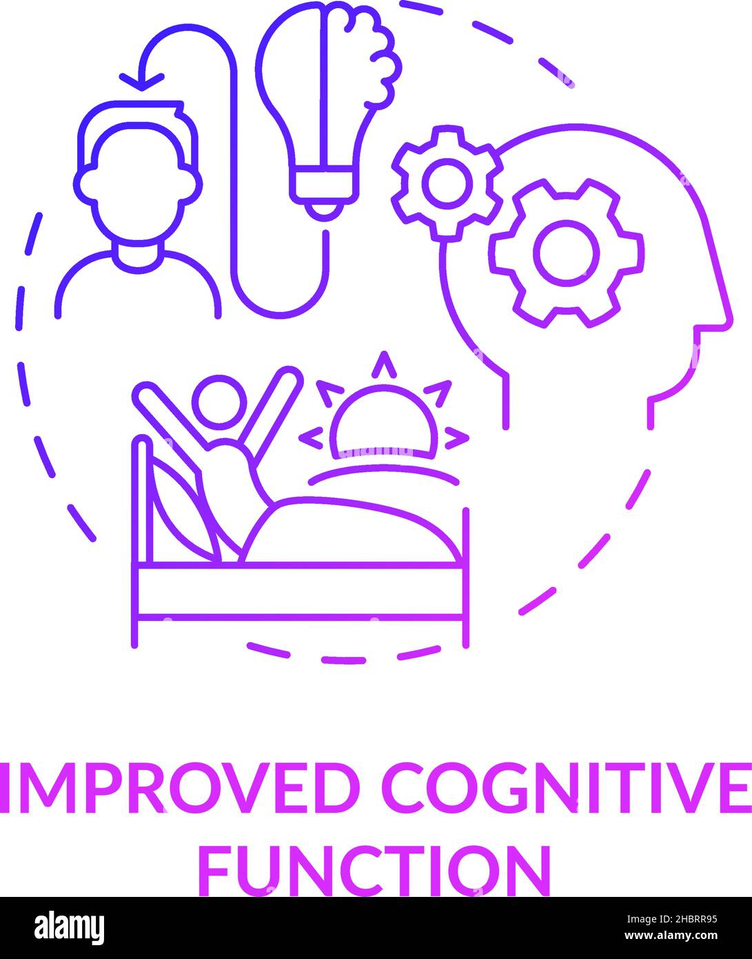 Funzioni cognitive migliorate icona del concetto di gradiente viola Illustrazione Vettoriale