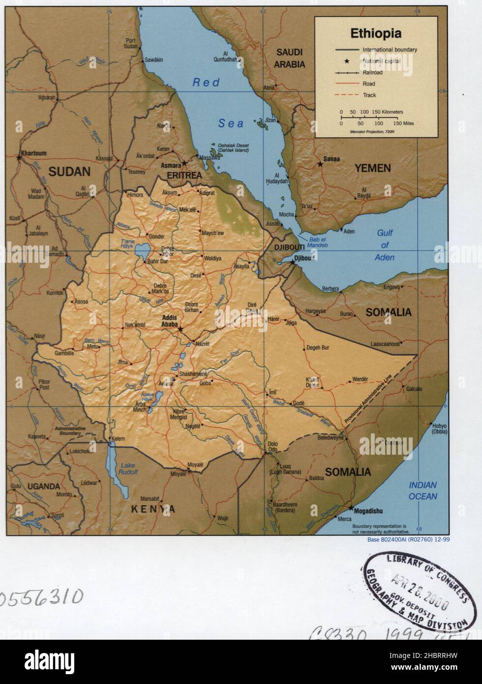 Mappa di Etiopia ca. 1999 Foto Stock