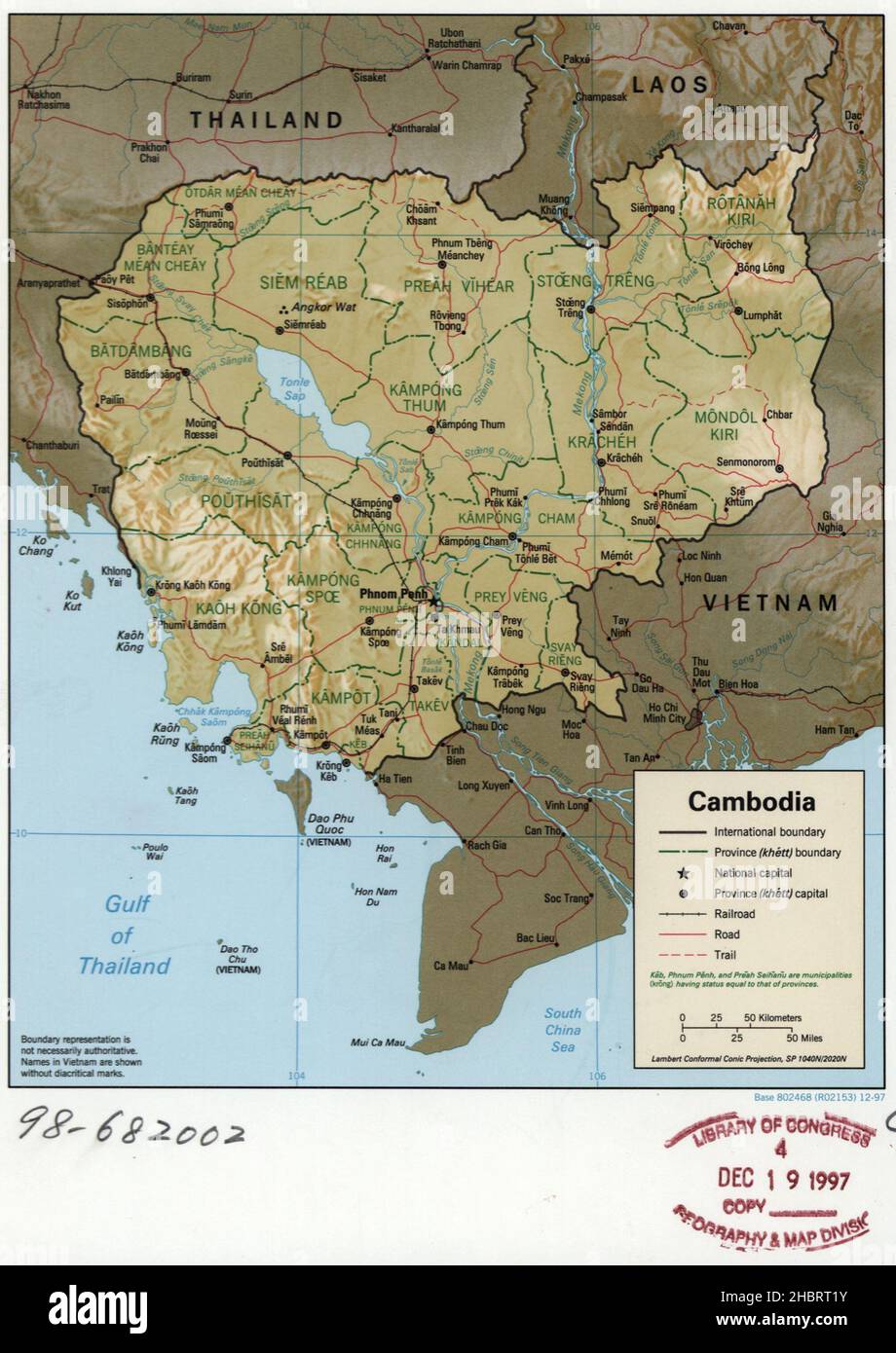 Mappa della Cambogia ca. 1997 Foto Stock
