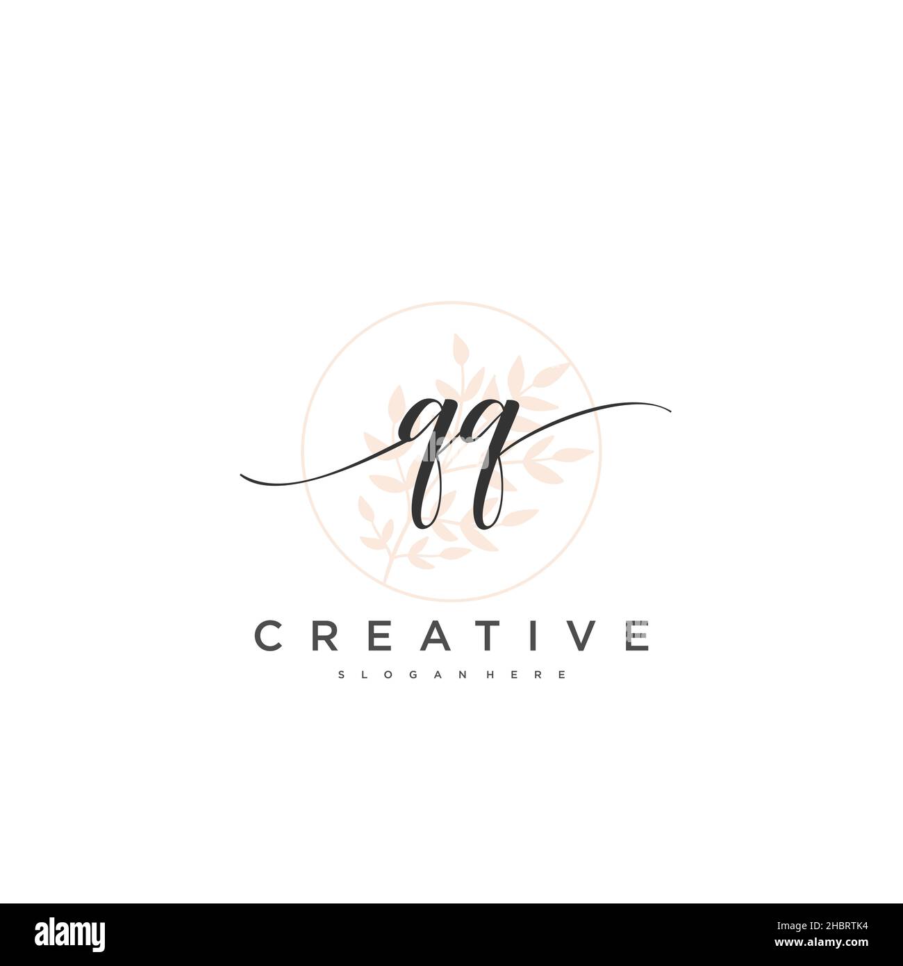 QQ iniziale calligrafia minimalista modello di logo geometrico arte vettoriale, Logo per la bellezza del business, la moda e altre arti Illustrazione Vettoriale