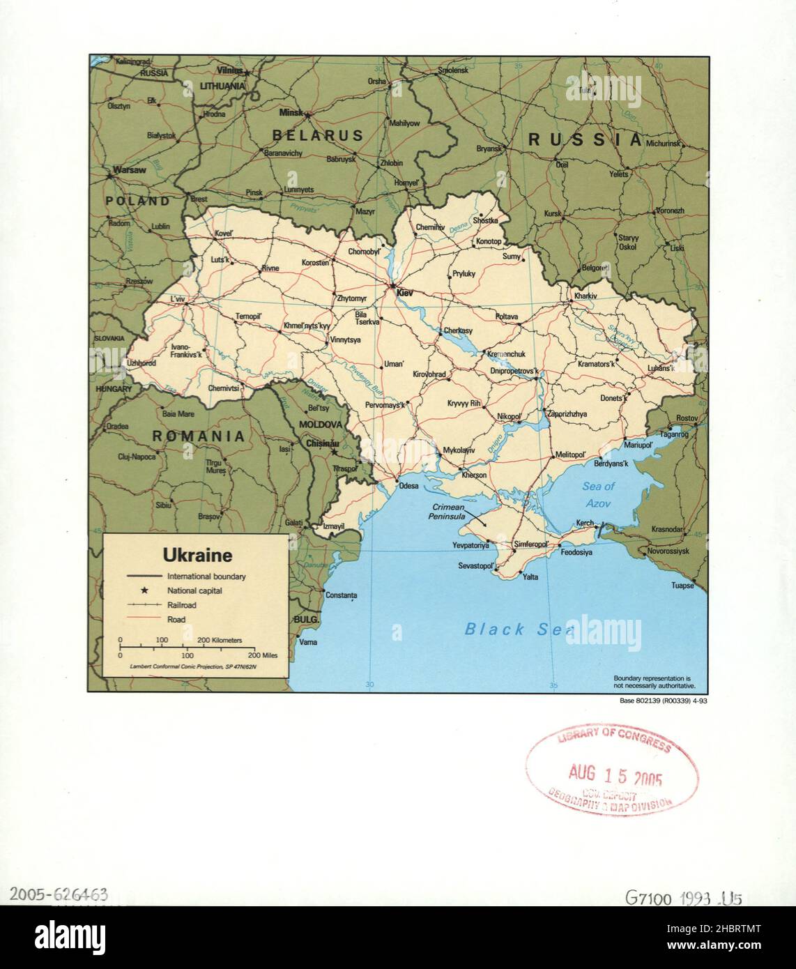 Mappa di Ucraina ca. 1993 Foto Stock