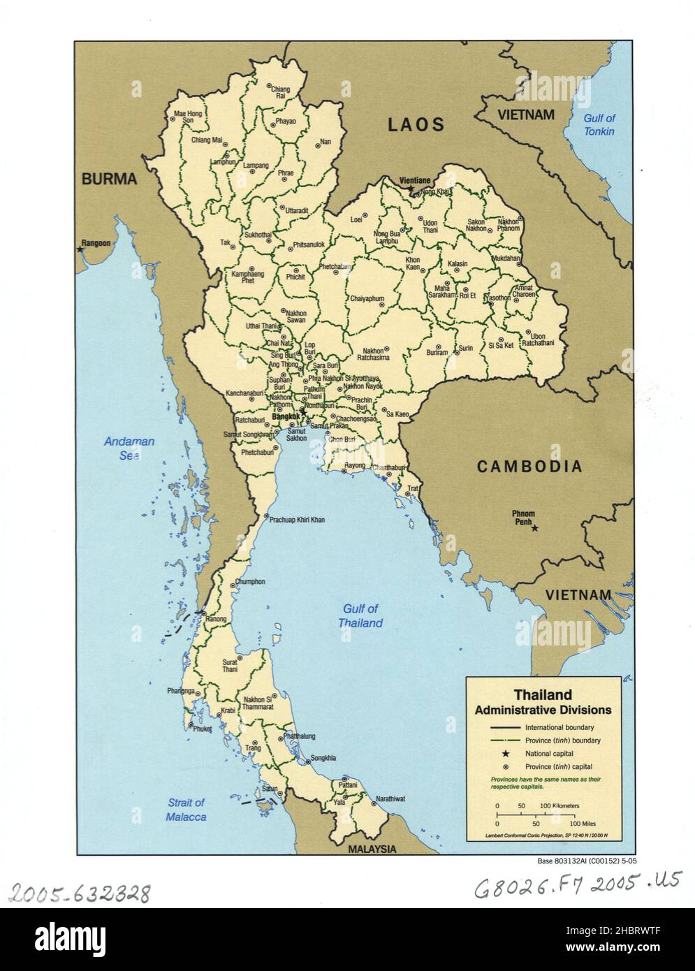 Mappa delle divisioni amministrative thailandesi ca. 2005 Foto Stock
