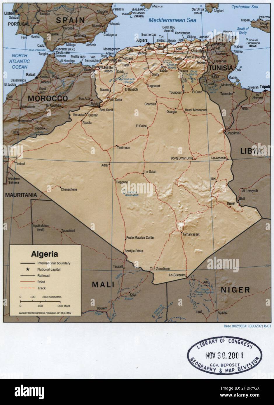 Mappa di Algeria ca. 2001 Foto Stock