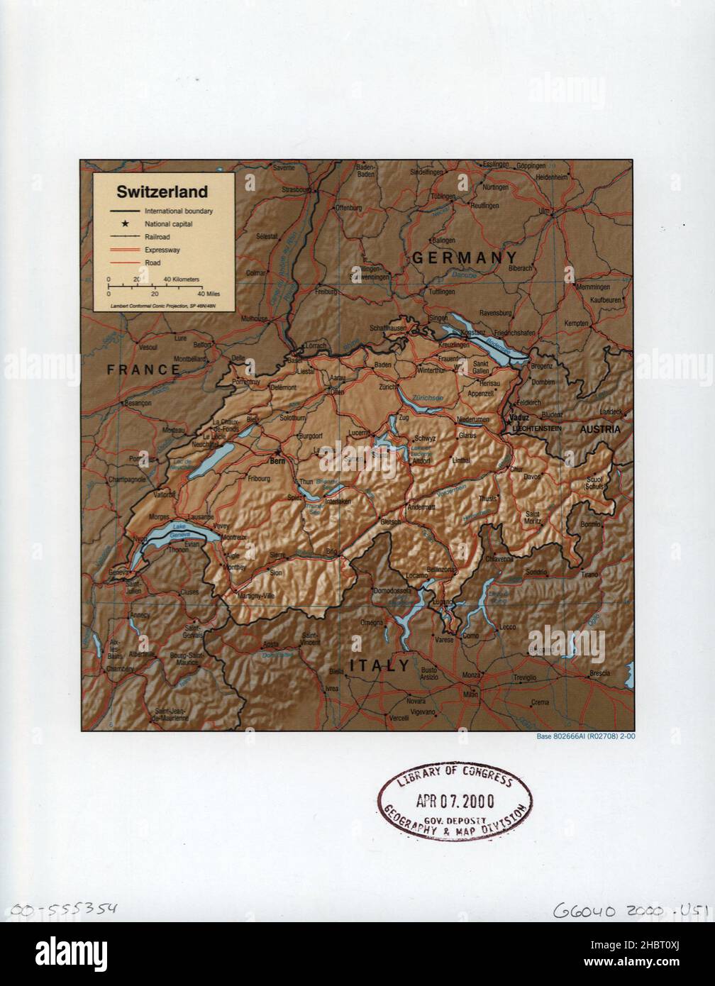 Mappa Svizzera ca. 2000 Foto Stock