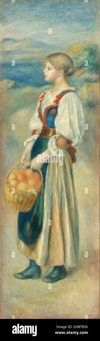 Ragazza con un cestino di arance - 1889c. - olio su tela 128,8 x 41,8 cm - Renoir Auguste Foto Stock