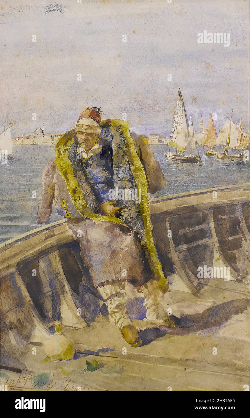 A Chioggia - 1880 - acquerello su carta 37 x 24 cm - Bianchi Mosè Foto Stock