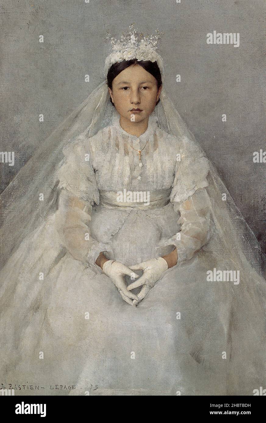 La Communante - 1875 - olio su tela 53 x 37,7 cm - Bastien-Lepage Jules Foto Stock