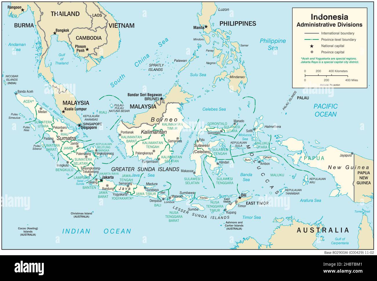 Mappa delle divisioni amministrative dell'Indonesia, 2002 Foto Stock
