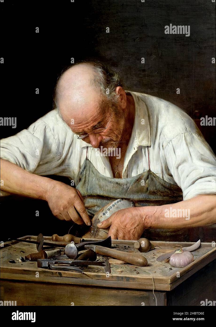 Il ciabattino - 1895 - olio su tela 109,5 x 66 cm - Celommi Pasquale Foto Stock