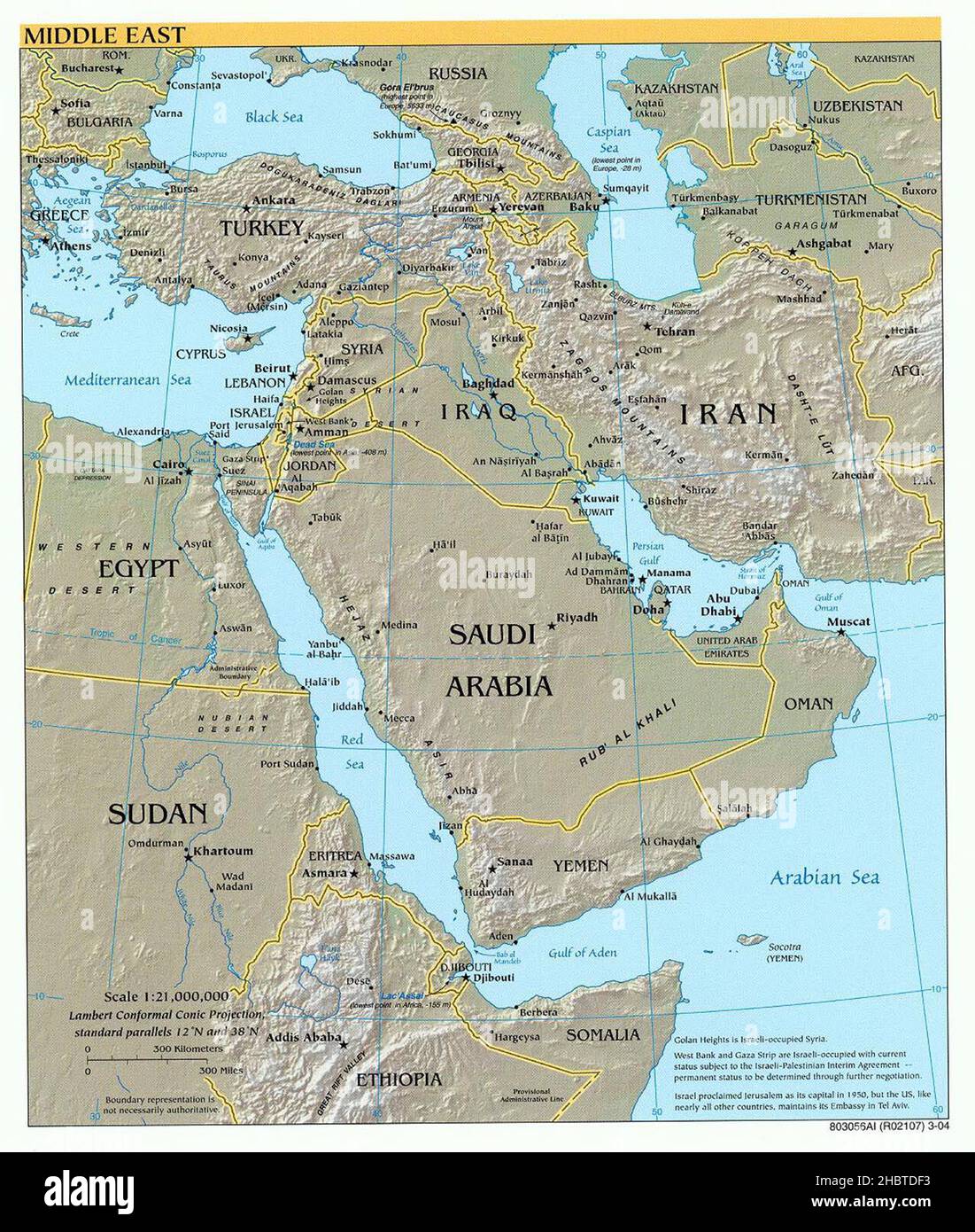 Mappa Medio Oriente ca. 26 ottobre 2008 Foto Stock