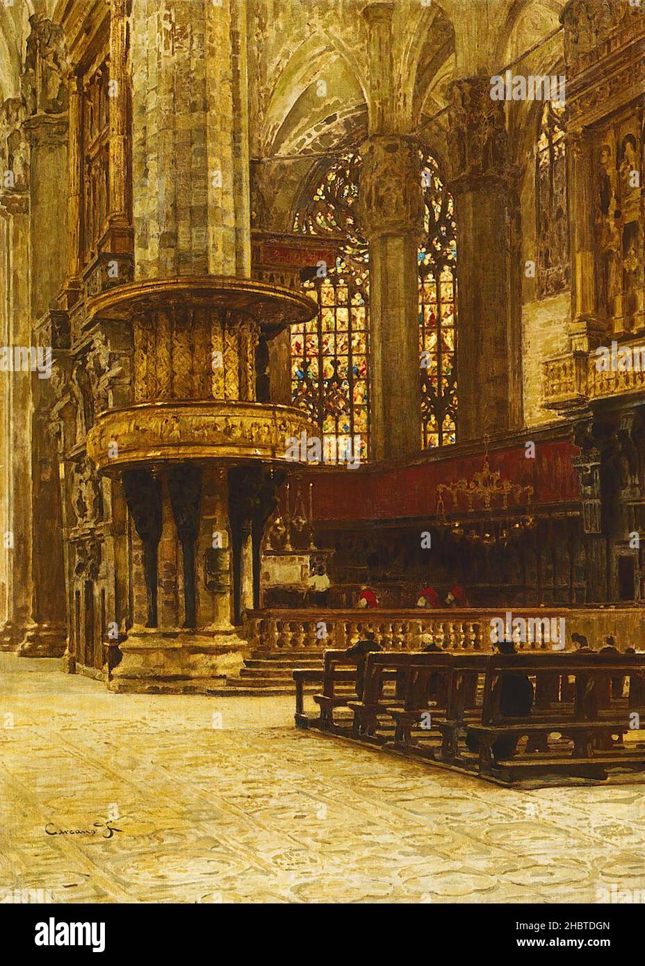 Interno del Duomo di Milano - 1874 - olio su tela 123,5 x 88 cm - Carcano Filippo Foto Stock